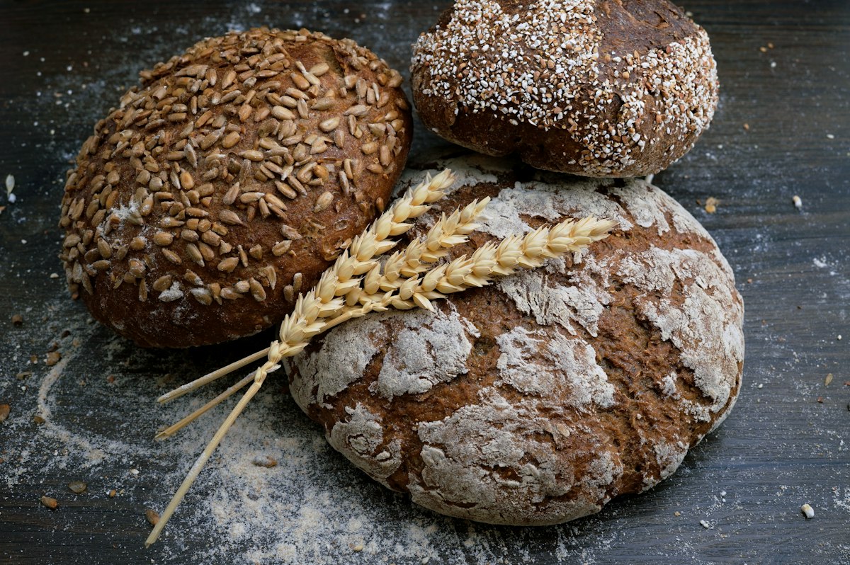 Fresh baked bread loaves