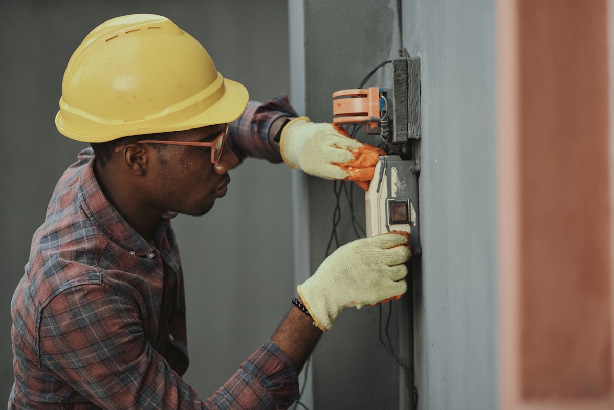 Tradesperson at work with tools