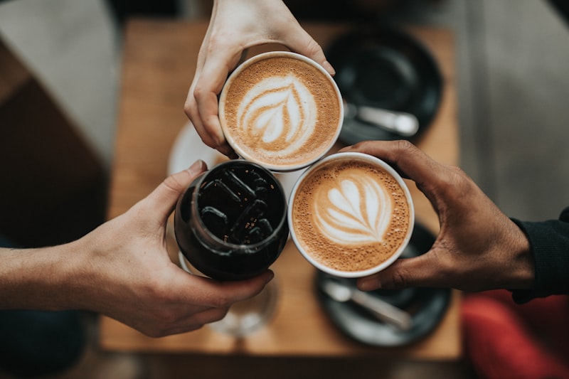 Coffee cups on a café table
